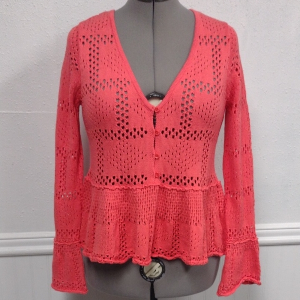 NEW Pilcro Anthropologie Coral Knit Top  Oversized Bohemian